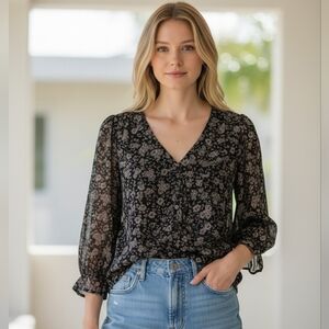 Milkmaid Silk Top Floral Tie Back‎ Romantic Vintage Ruffle Y2K Size 4 90s New